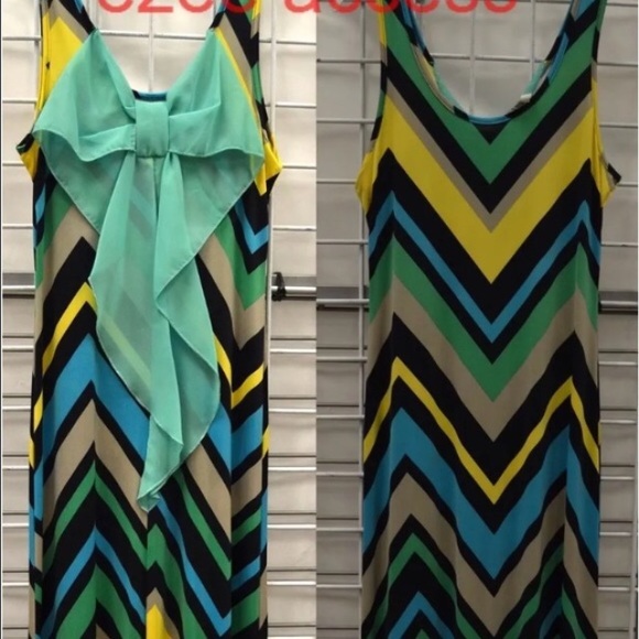 Long chevron maxi dress back bow sexy S-L - Picture 3 of 3