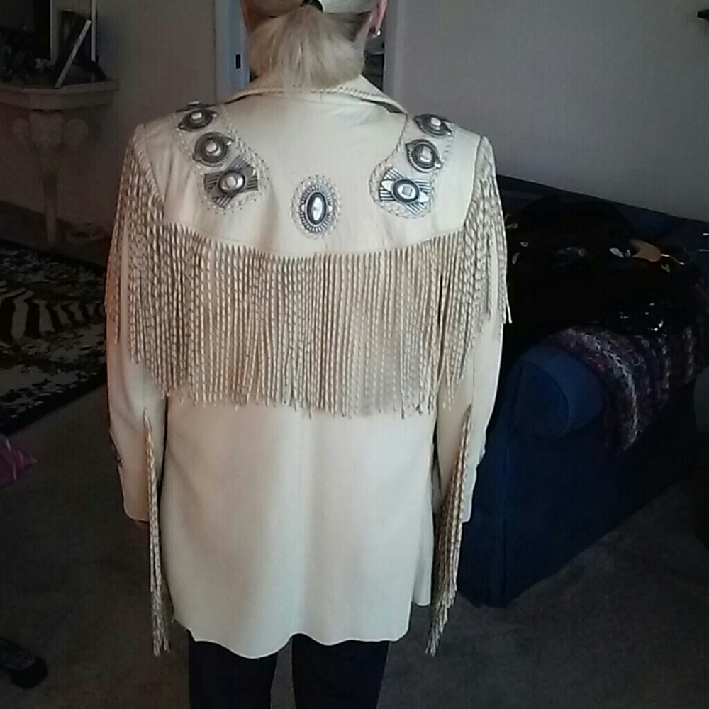 vintage leather western jacket with silver conchas