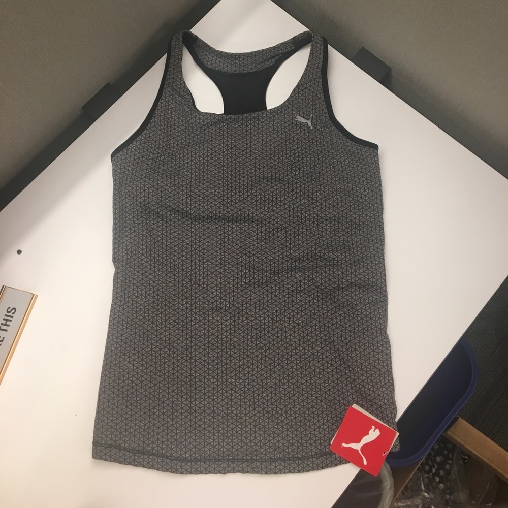 Grey Puma Checkered Workout Racerback Top