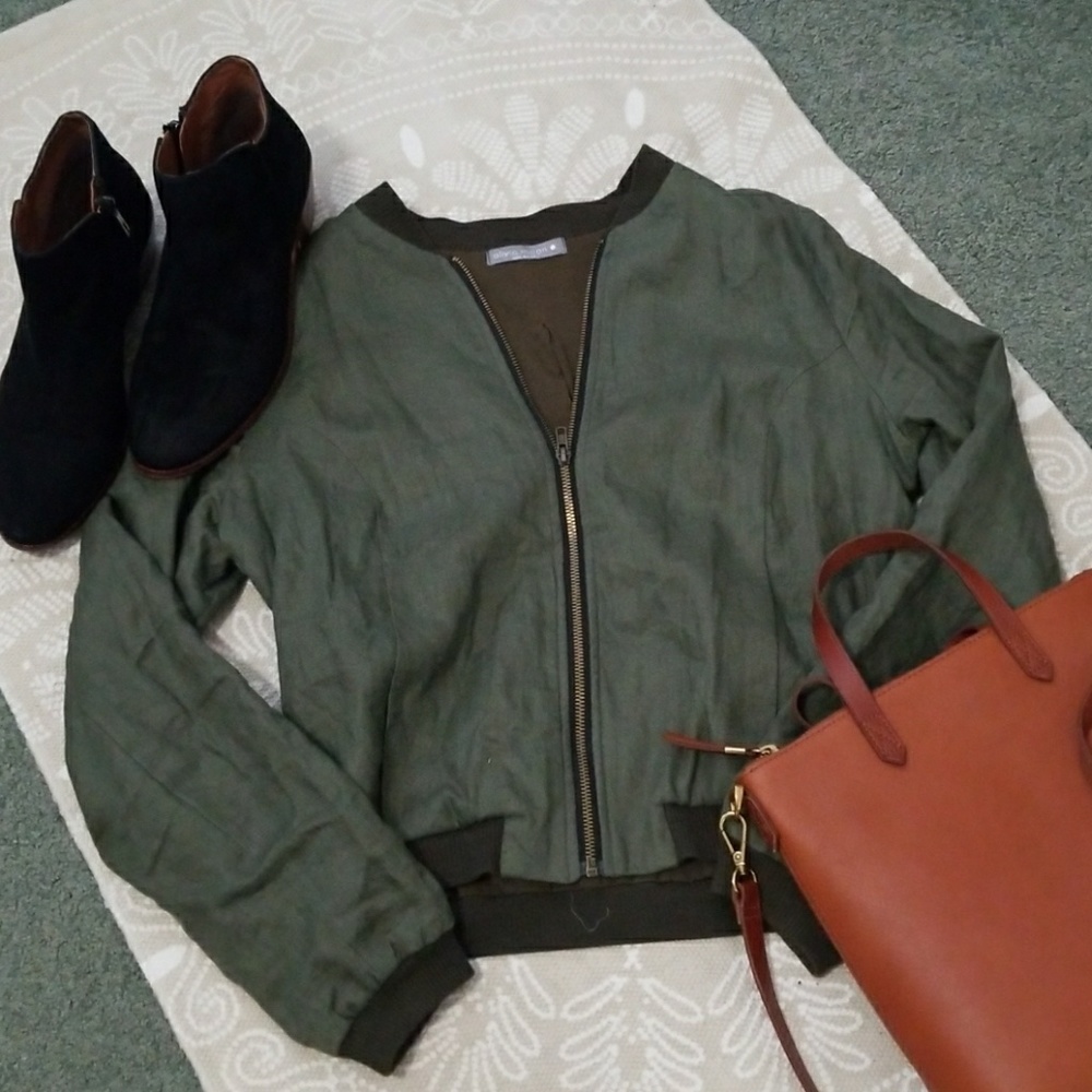 Olivia Moon Linen Bomber Jacket Gem