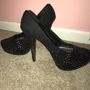 Rainbow Bedazzled Suede Heels