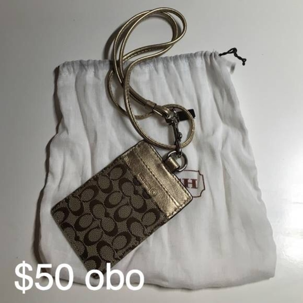 Coach luggage tag with tag and garment bag