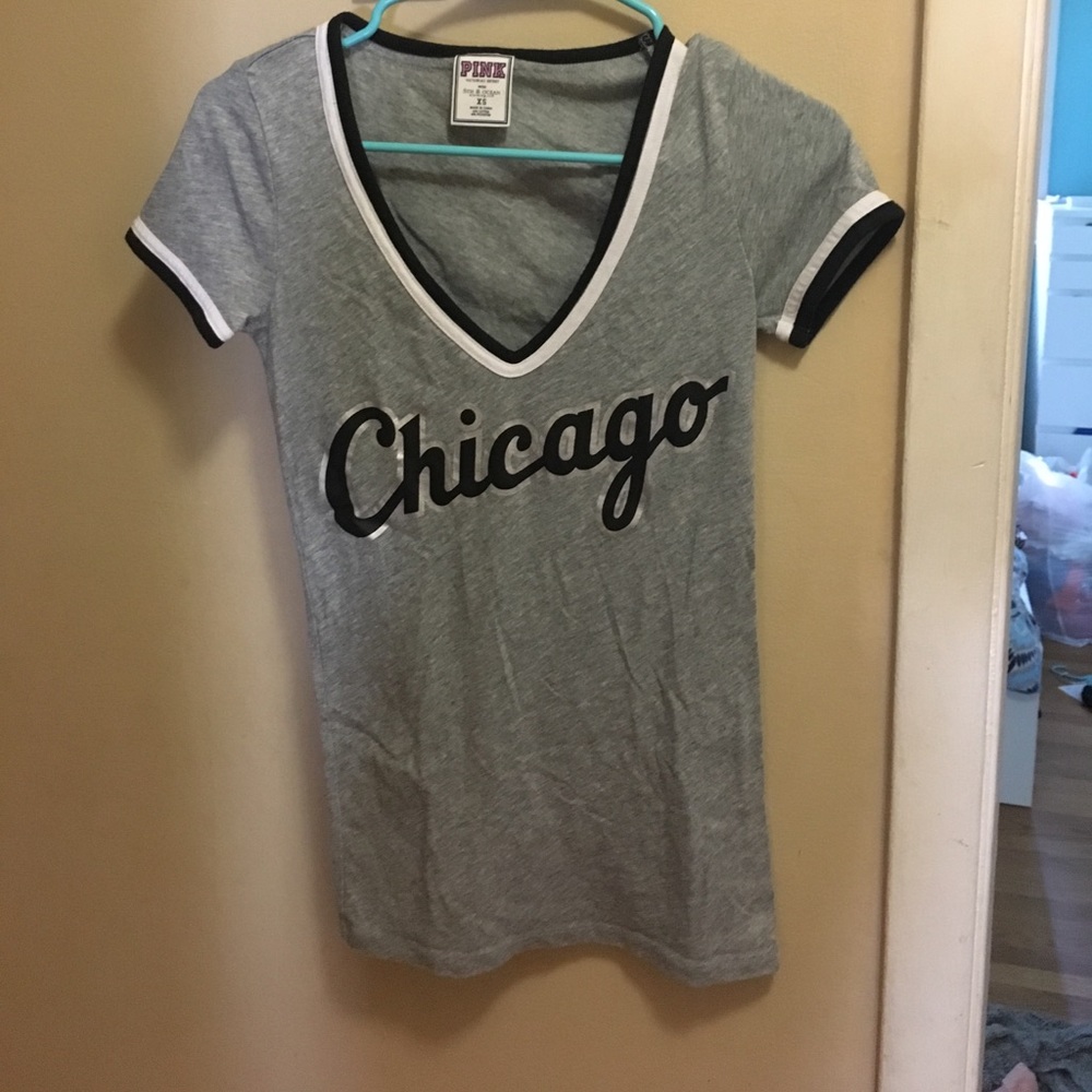 Pink White Sox V Neck