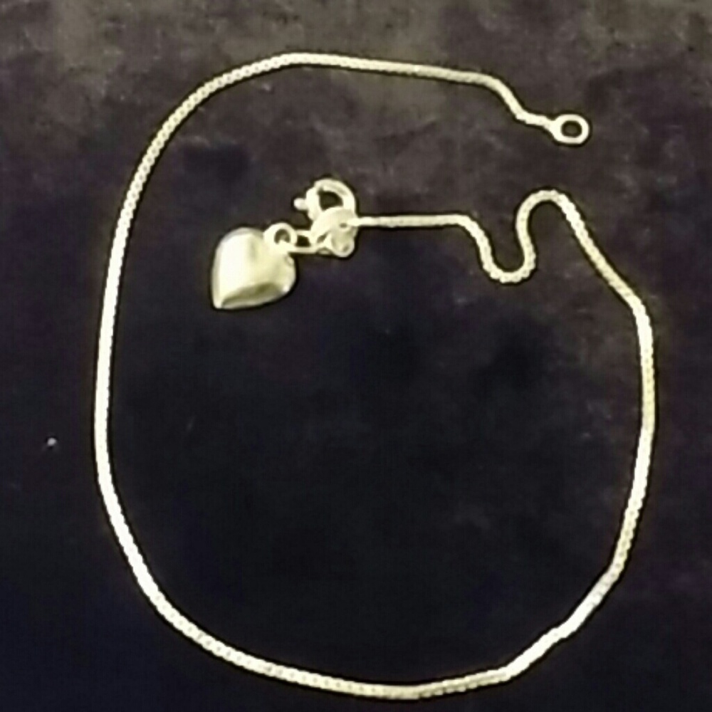 Sterling Silver Ankle Bracelet with Heart Charm