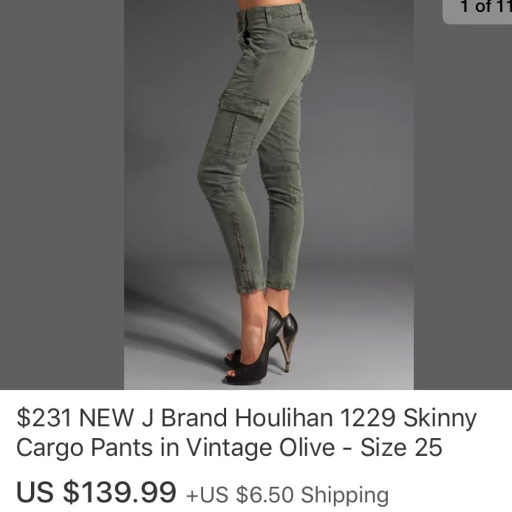 💥SOLD💥 J Brand Vintage Olive Cargo Skinny Pants