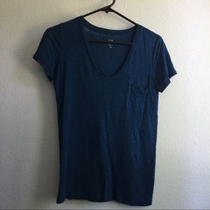 J. Crew linen v-neck pocket tee XS blue