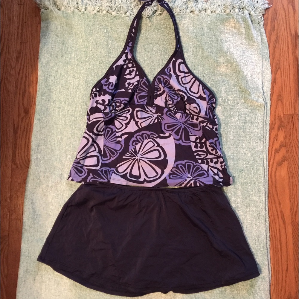 Jantzen blue two piece skirt swimsuit 12