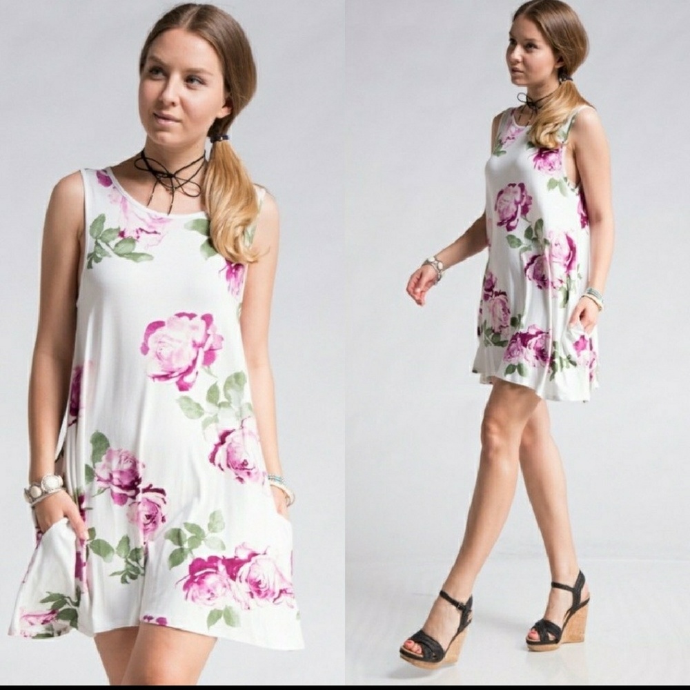 Floral dress w/side pocket