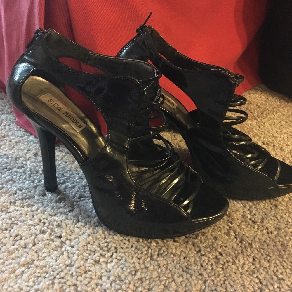 Black strappy heels