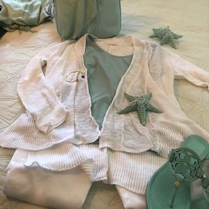 Eileen Fisher Linen/cotton Drape Front Sweater- L