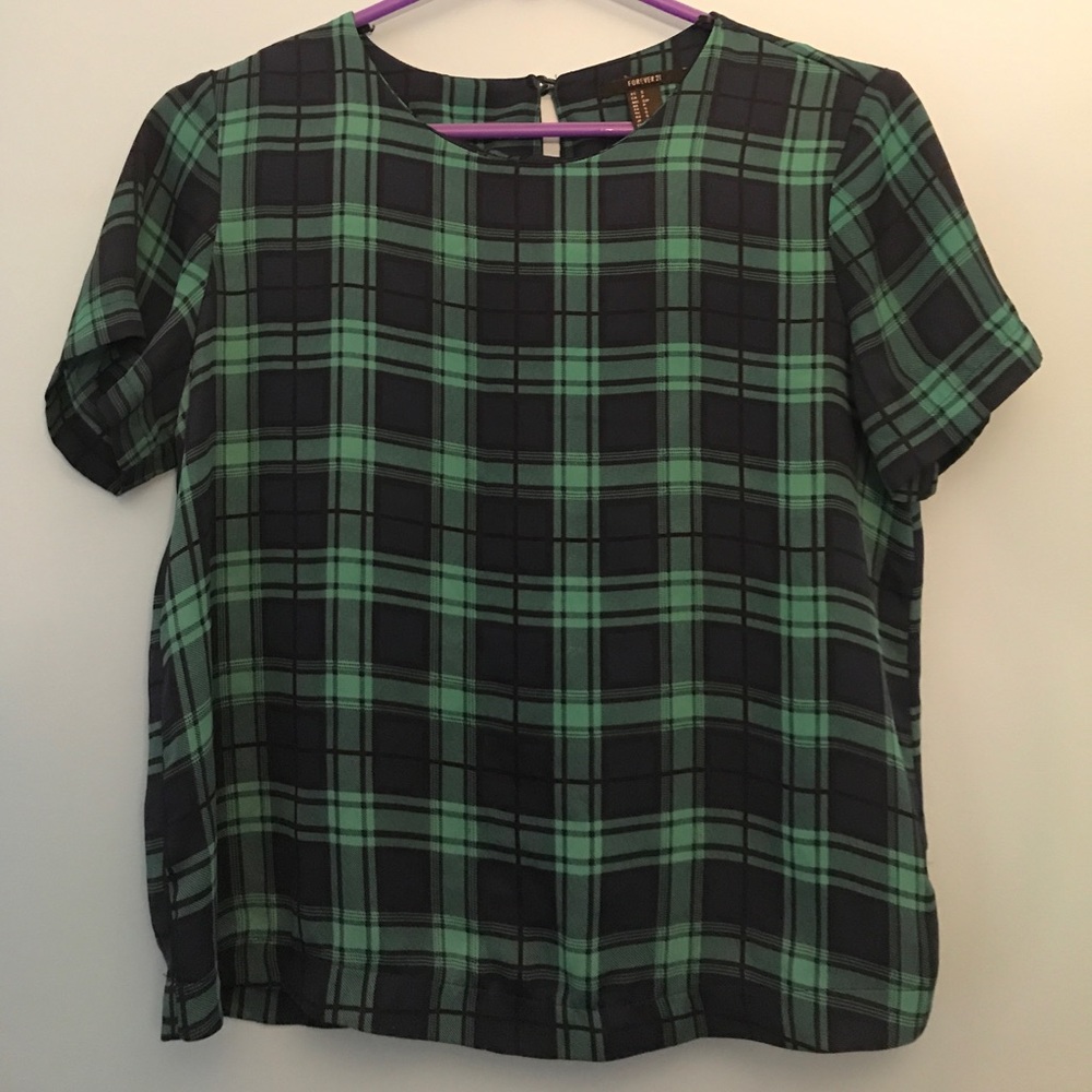 Forever 21 Green Plaid Top