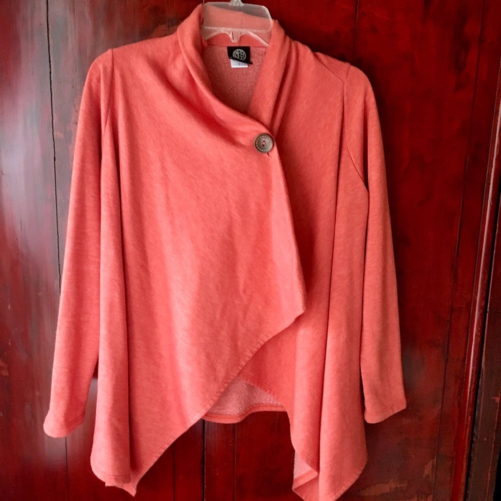 Bobeau Orange sweater (light fleece) w/side button