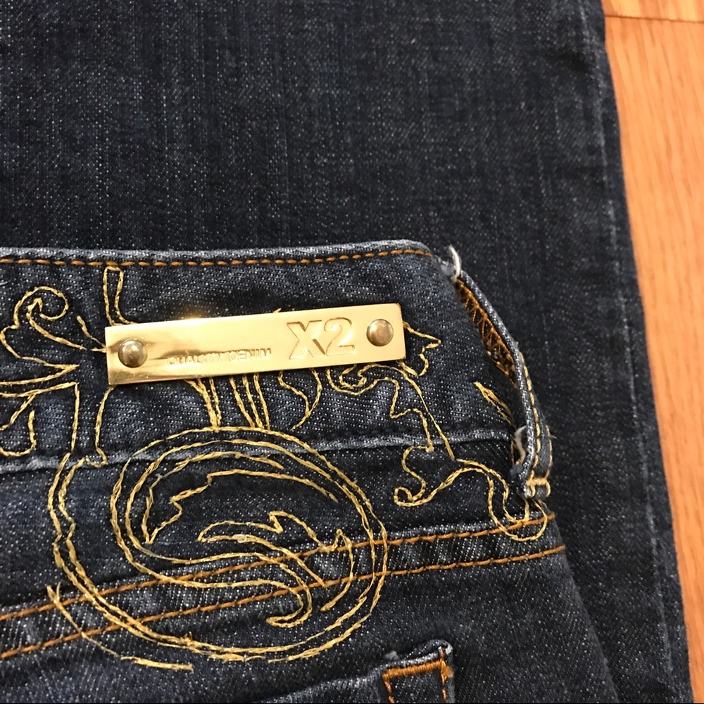 Express X2 Skinnies w/ Gold Embroidery