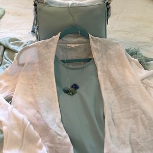 Eileen Fisher White Linen Drape Front Sweater-M