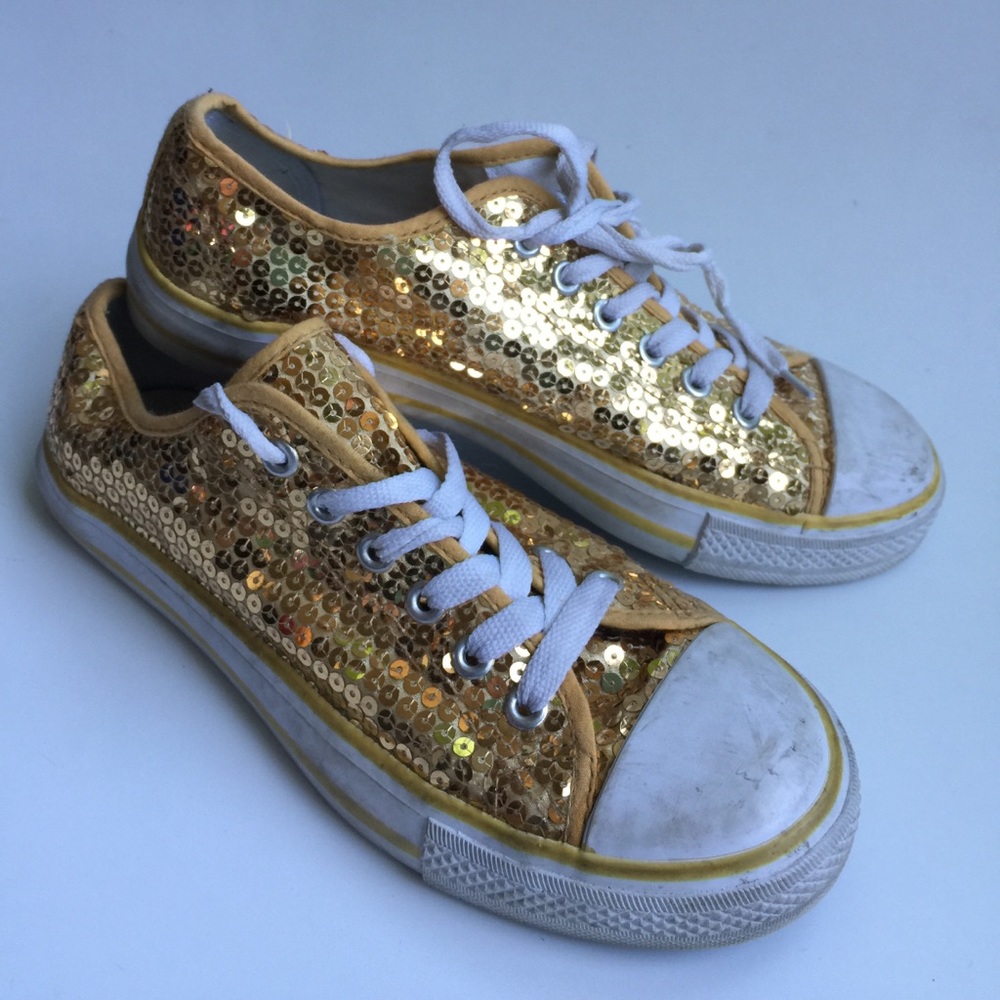 Balera Converse style Gold Sequin Sneakers