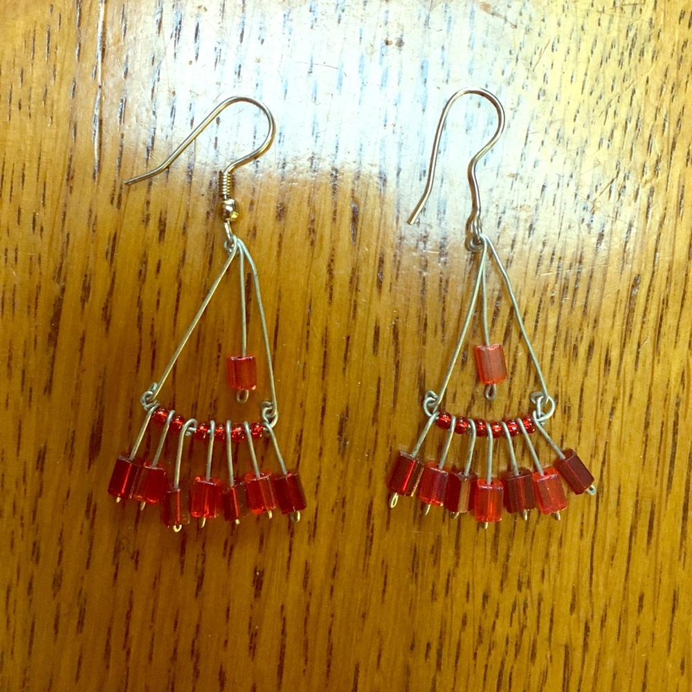 Red Chandelier Earrings