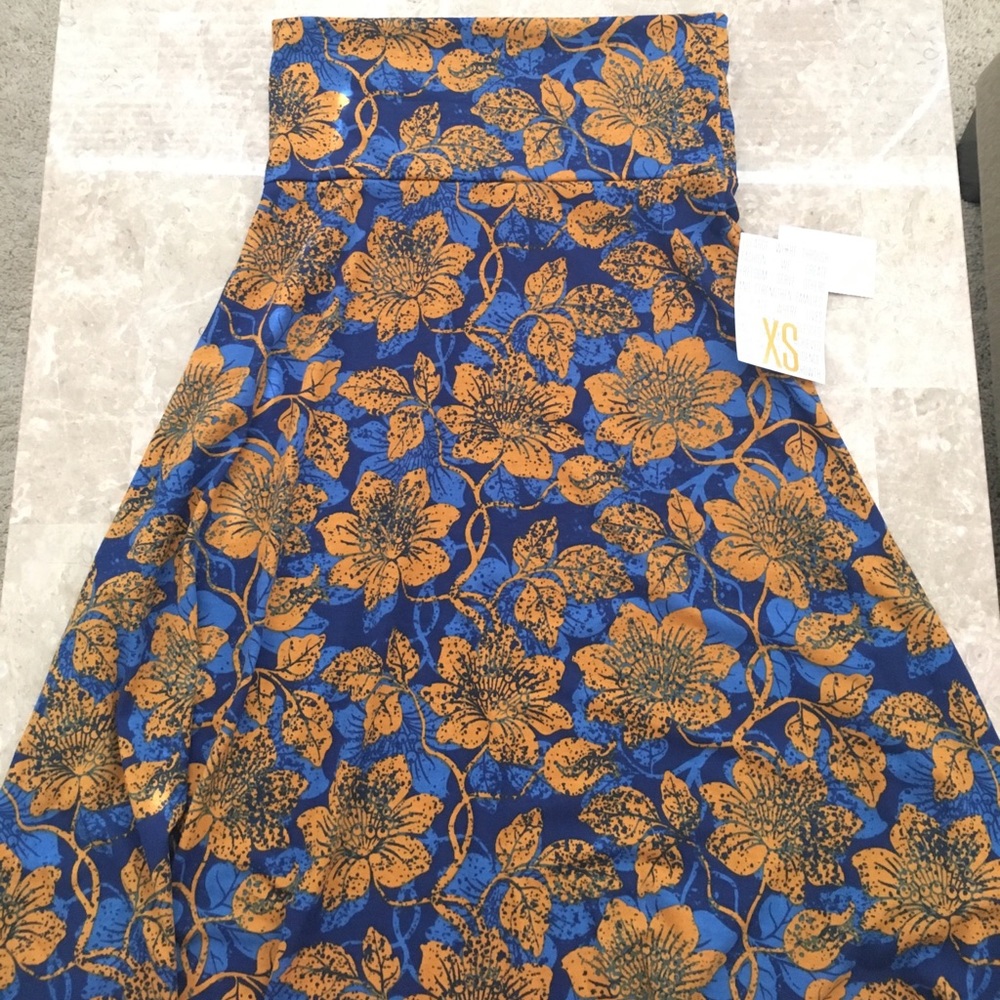 LulaRoe Azure skirt flowy royal blue orange XS