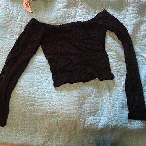 Cropped lace long sleeve top