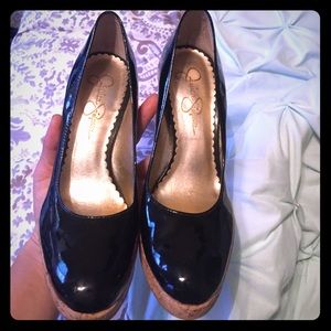 Jessica Simpson Cork and Patent heels