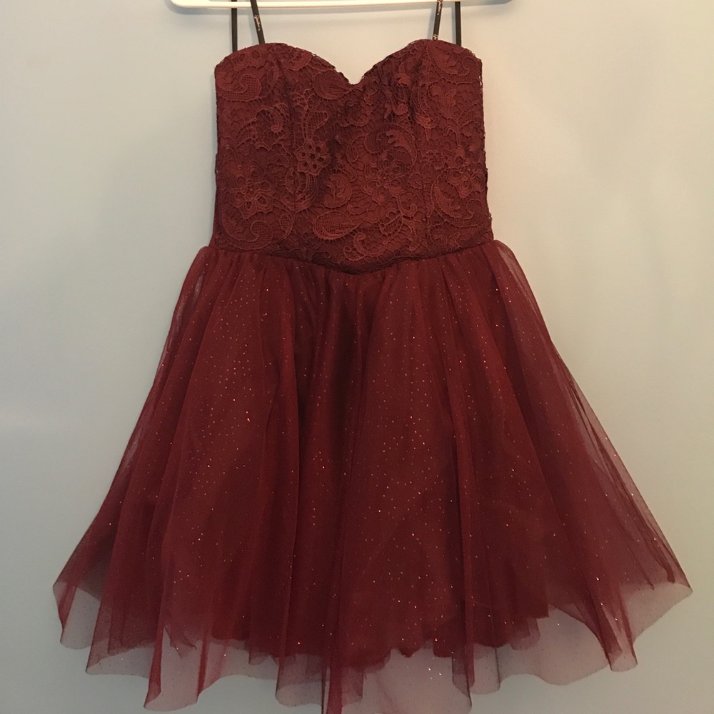 Homecoming Maroon Crocheted Ballerina Dress