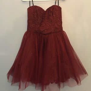 Homecoming Maroon Crocheted Ballerina Dress