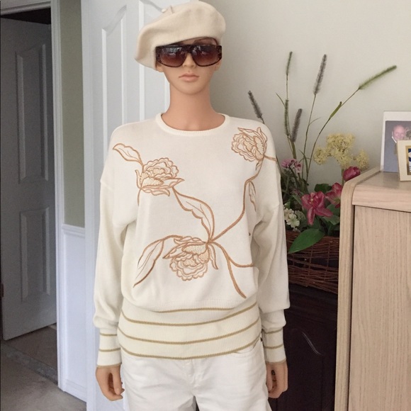 Escada Sweaters - ESCADA. Cream, tan with pearls sweater