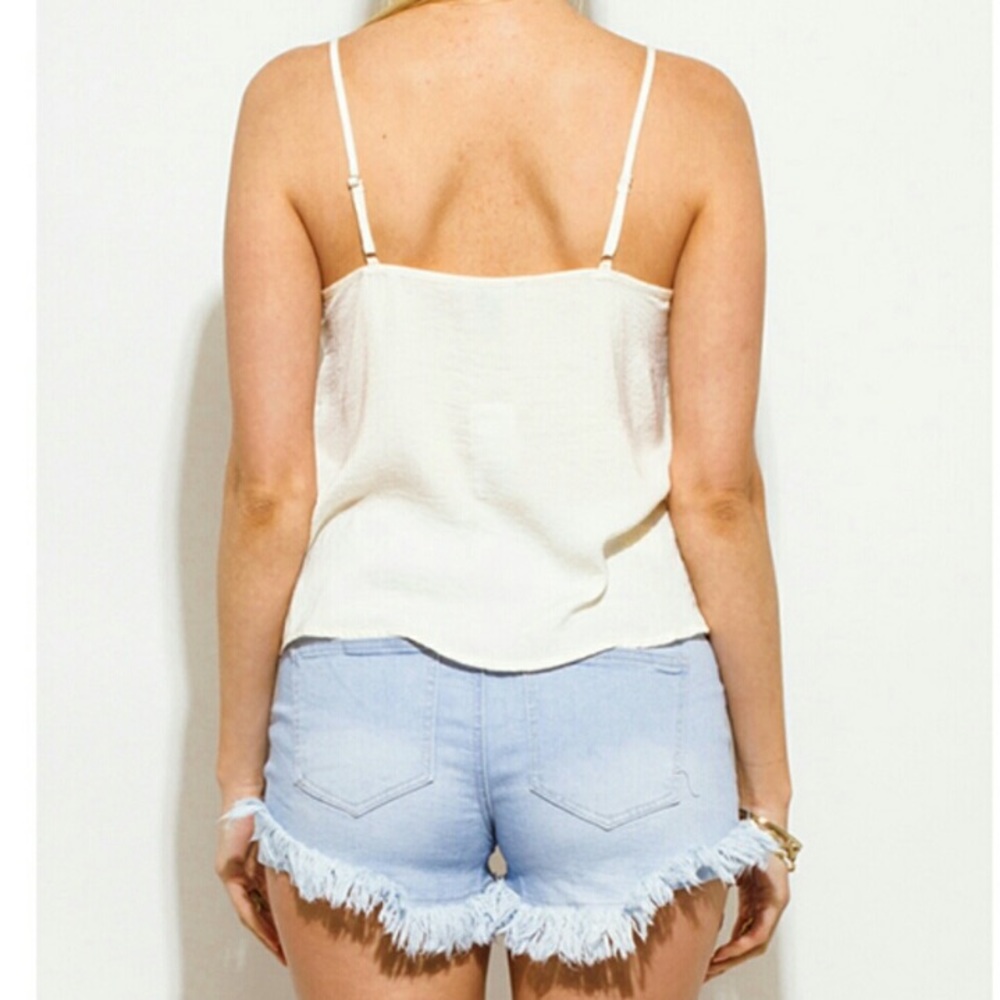 Cream Lace Up Top - Picture 5 of 8