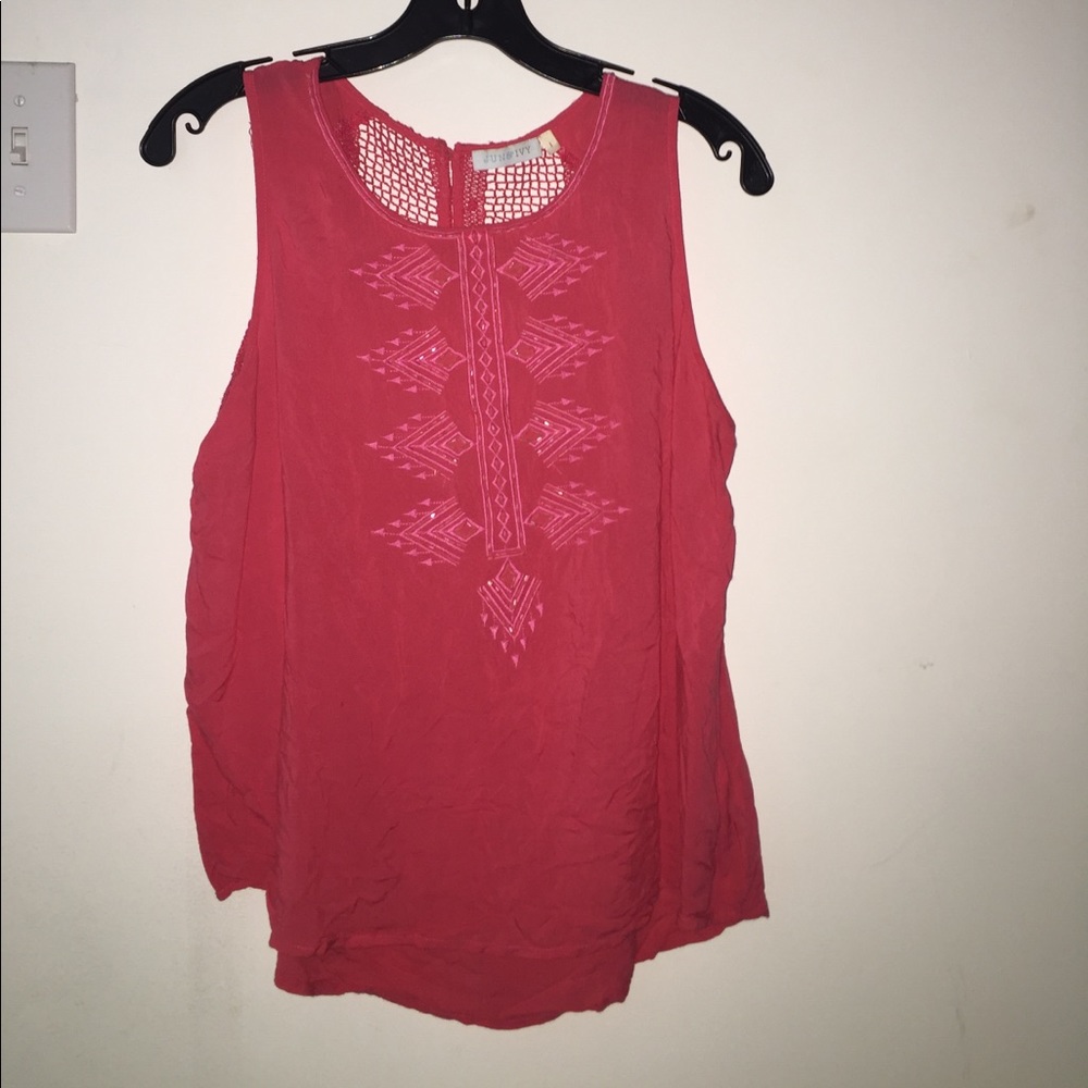 Pink beaded tank top