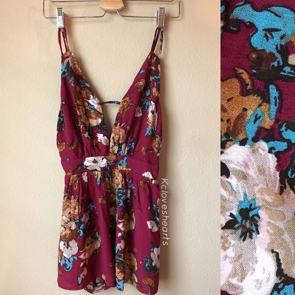 Red Floral Romper - Picture 3 of 3