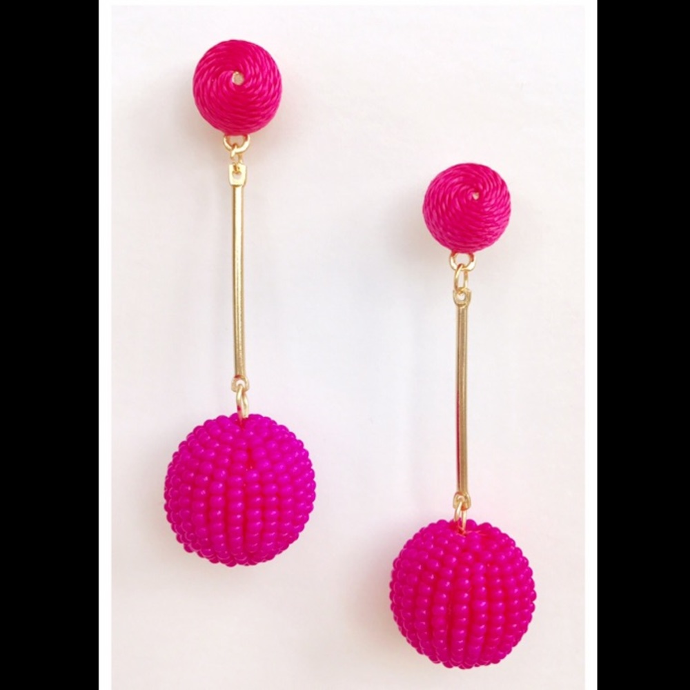 Hot Pink Beaded Bon Bon Earrings