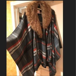 Plus size fur pancho