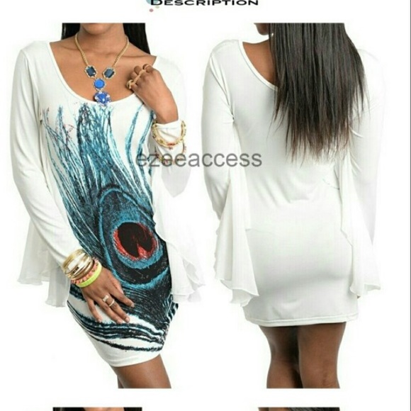 Dress batwing long sleeves peacock sold - Picture 2 of 2