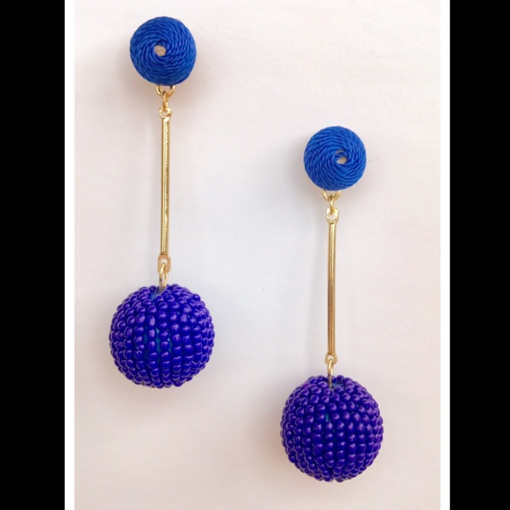 Cobalt Blue Beaded Bon Bon Earrings