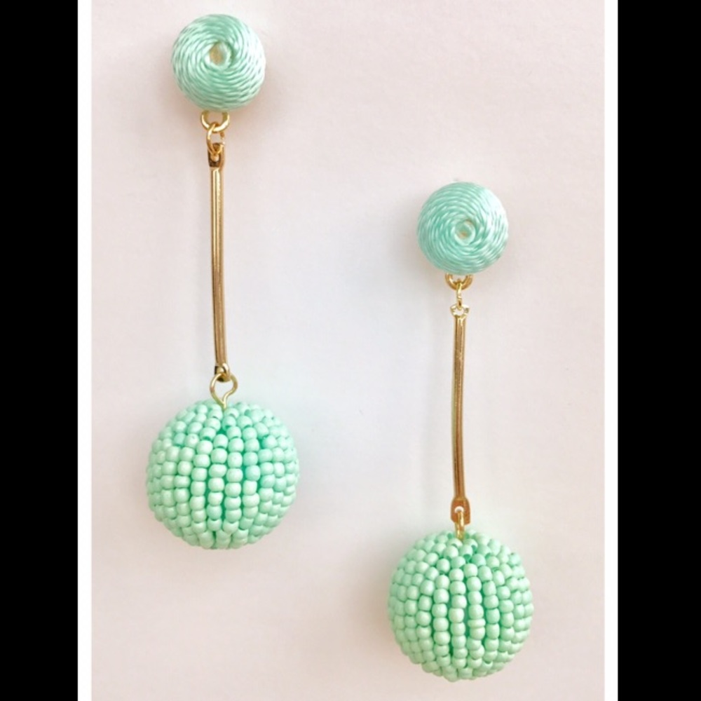 Mint Beaded Bon Bon Earrings