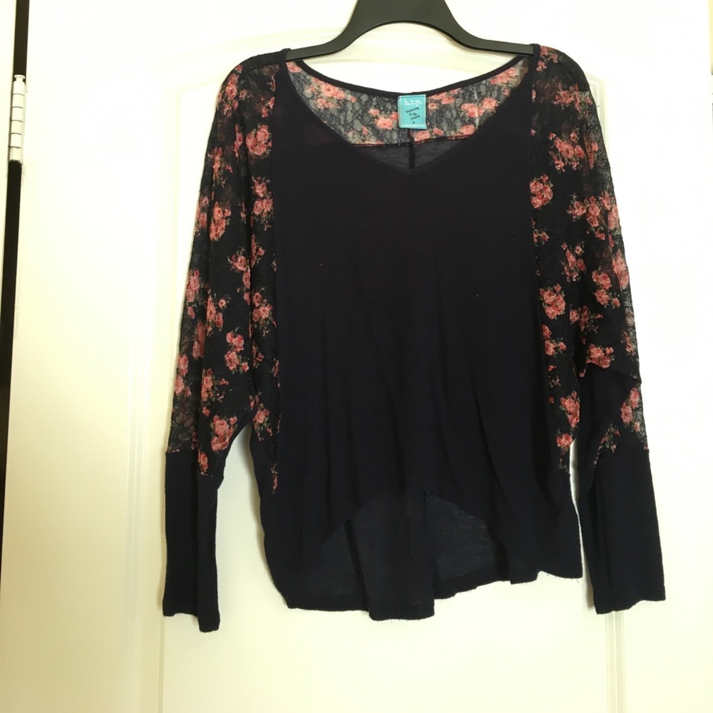 Navy and floral longsleeve top