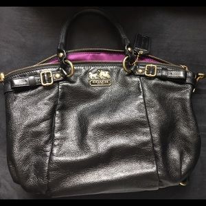 Coach Black Madison Leather Sophia Satchel