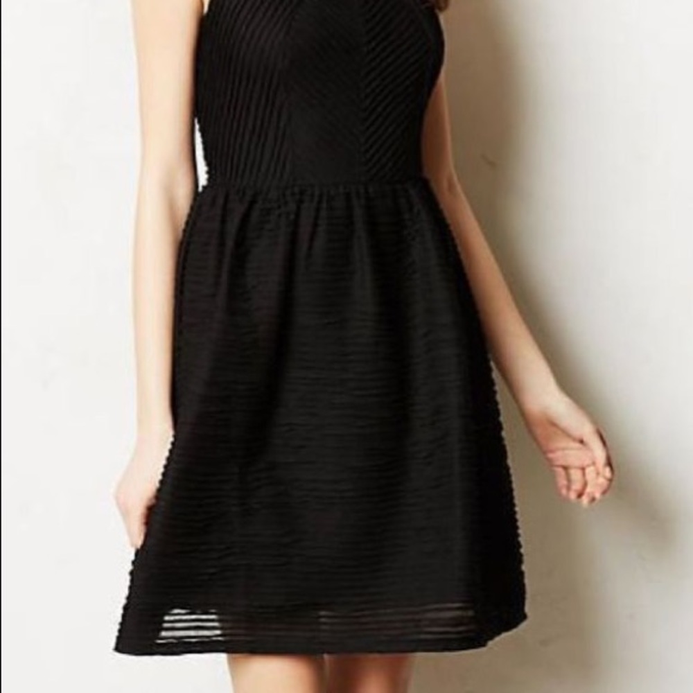 Anthropologie black fit and flare dress