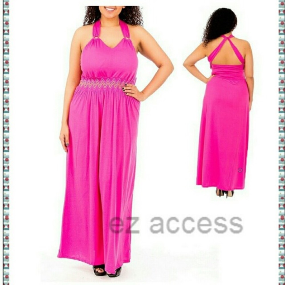 Plus size maxi dress padded bust cross back less - Picture 2 of 4