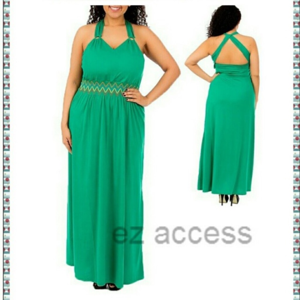 Plus size maxi dress padded bust cross back less - Picture 4 of 4
