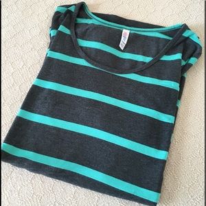 LuLaRoe Perfect size L. Gray with teal stripes.