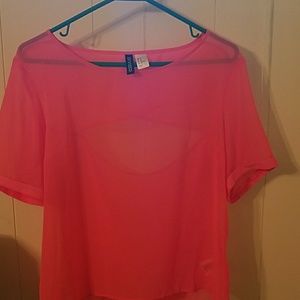 Shirt, pretty pick mesh like material open in back