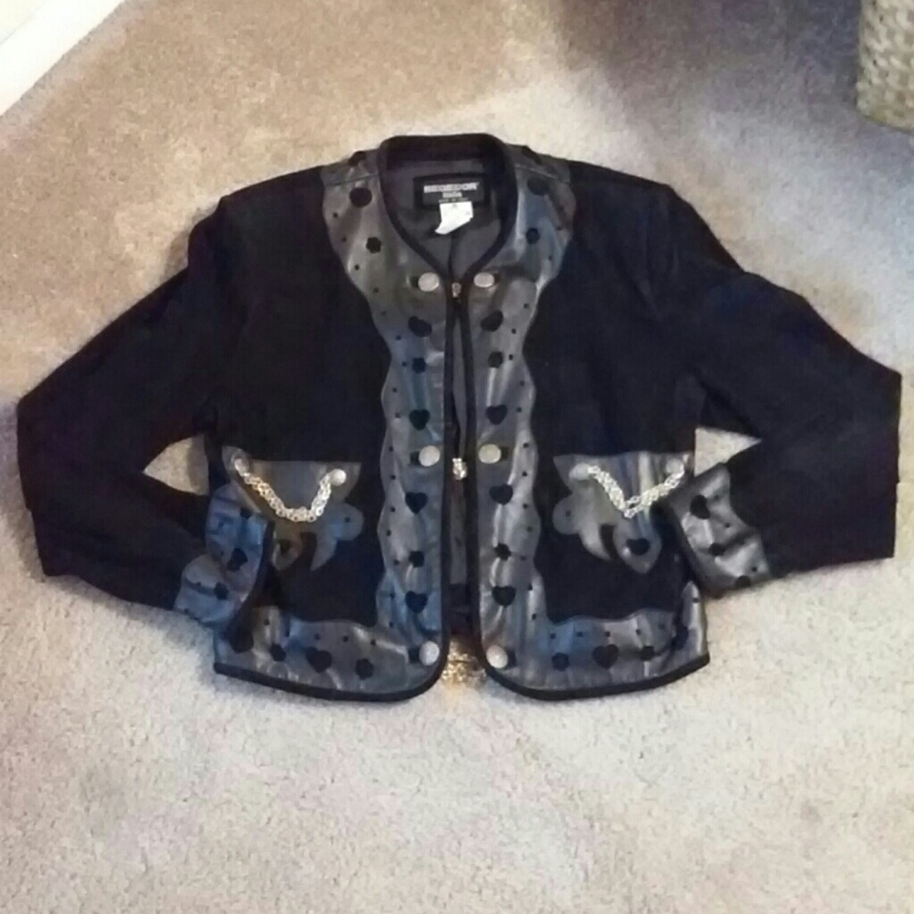 Vintage leather and suede crop jacket