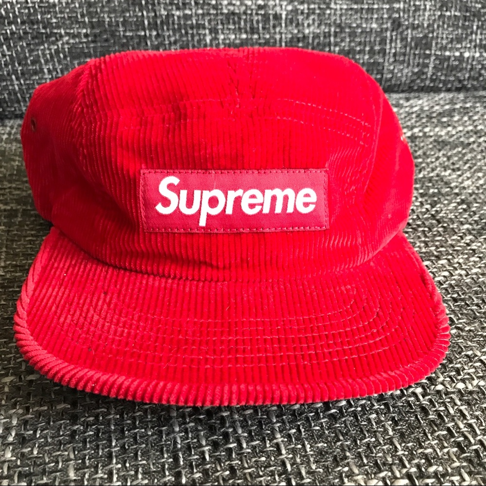 Used Supreme Corduroy Camp Cap Red