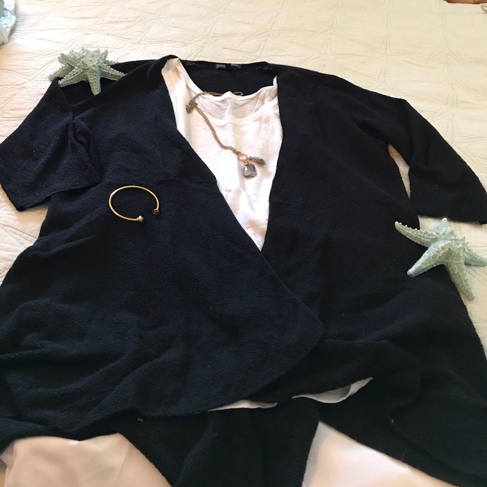 Eileen Fisher Wool Drape Front Sweater-M