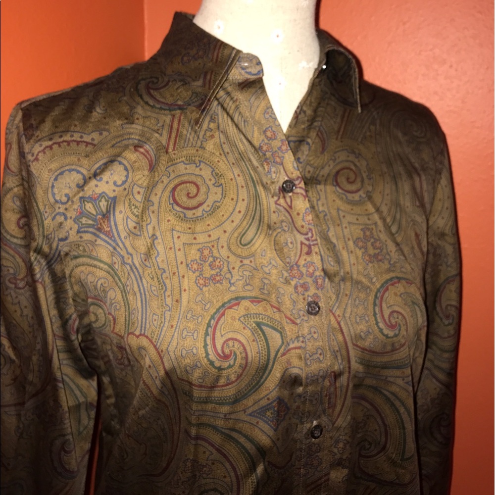 LRL~ 100% Cotton Sateen~Paisley Long Sleeve Shirt