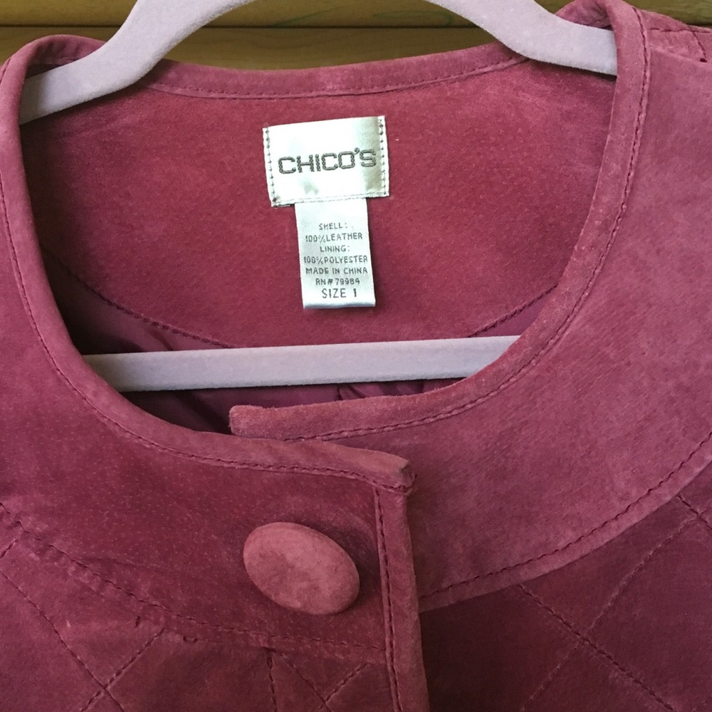 CHICO'S Raspberry Suede FUN JACKET SMALL🎀👄🍇🎀💋 - Picture 2 of 8