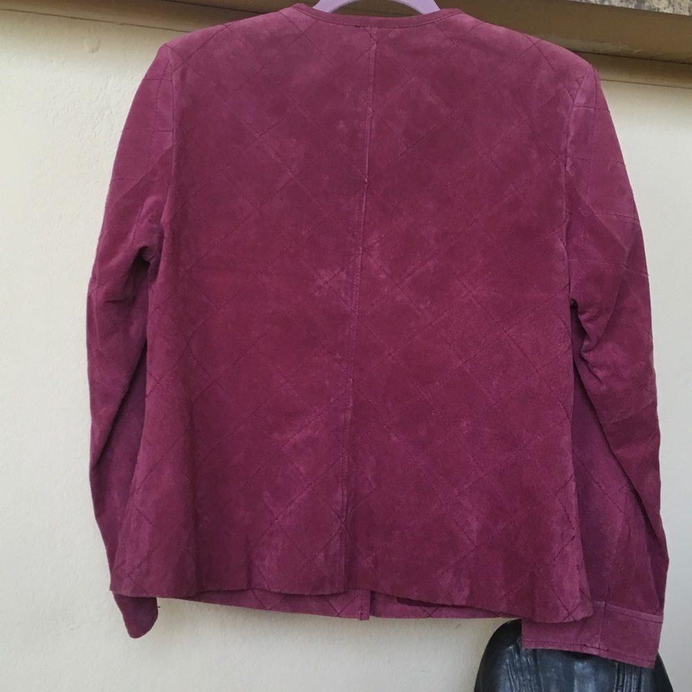 CHICO'S Raspberry Suede FUN JACKET SMALL🎀👄🍇🎀💋 - Picture 4 of 8