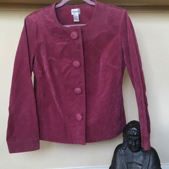 Chico's Jackets & Blazers - CHICO'S Raspberry Suede FUN JACKET SMALL🎀👄🍇🎀💋
