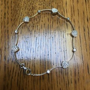 Silver Bracelet with CZ Hearts - SOLD