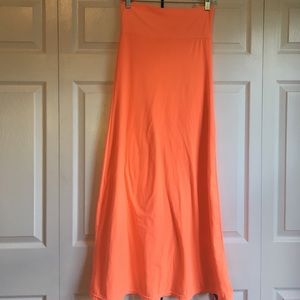 Bright coral maxi skirt